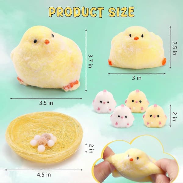 6 stk Taba Håndlagde Squishy Kyllingleker Stressavlastende Klemmeleke. Søte Sensoriske Leker.