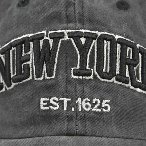 New York broderte baseballcaps, slitt falmet caps KAFFE kaffe coffee