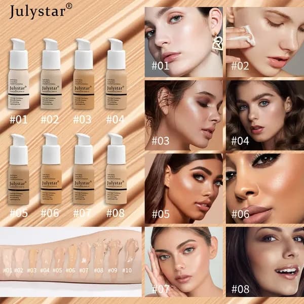 Flytende Full Dekkevne Foundation Ansiktskrem, Glødforsterkende Fuktighetskrem, Mineral Full Dekkevne Concealer Sminke #08