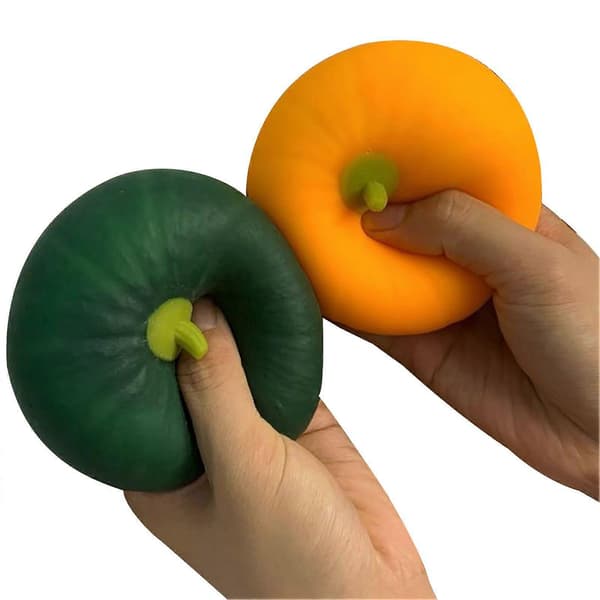 KAESI Simulation Græskar Stressbold Langsomt Stigende Grøn Orange Græskar Klemmelegetøj Angstlindring Yellow