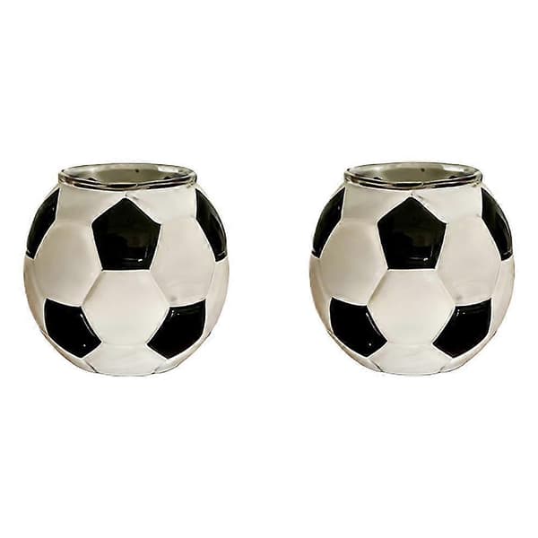 Fodboldformet glaskrus sæt 8 cm diameter med fodboldtema paint 2 pcs