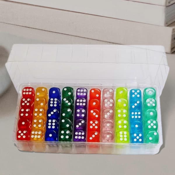 100 seks-sidede spilterninger sæt, lavet af akryl, velegnet til undervisning i brætspil.