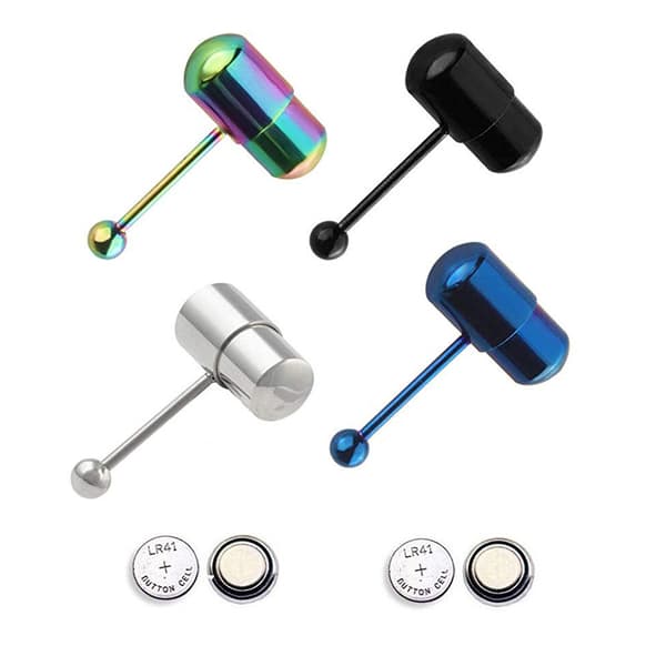 En vibrerende barbell tungepiercing, smykke i rustfrit stål til menneskelig piercing