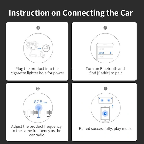 INF bilradio FM-sändare, stöder Bluetooth 5.0 och QC3.