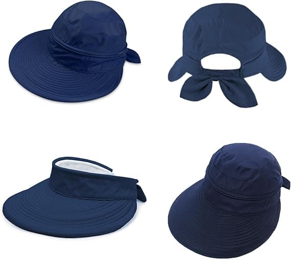 Solhatt for kvinner med UV-beskyttelse, sammenleggbar bred brem, avtakbar krone