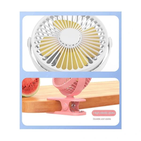 1200mah Sommer Clip-on Ventilator Bærbar Automatisk Oscillerende Hovedventilator Genopladelig Høj Vindkraft Ventilator til Studerende Pink