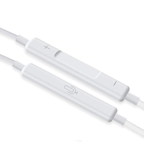 Kablede iPhone-øretelefoner, Lightning-kontakt, in-ear-design, med mikrofon, Bluetooth-kompatible, hvite.