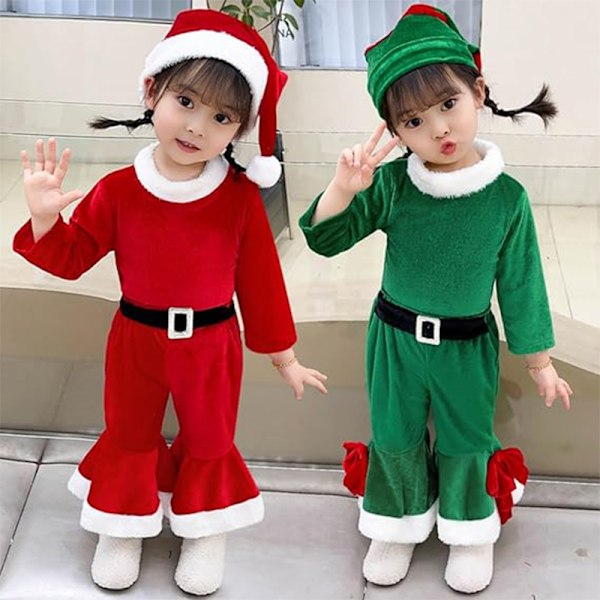 Julekostyme for jenter, Santa Claus-antrekk for jenter green 140cm