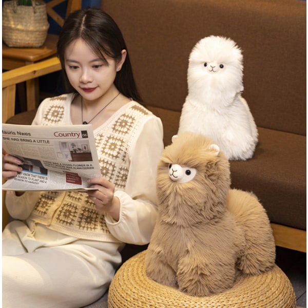 Alpaca Plyschleksak Mjuk Lama Fylld Djur Plushie Fylld Lama Alpaca Plysch white 32cm