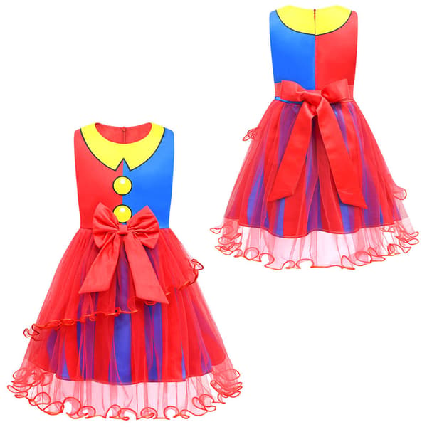 Barnens Fantastiska Cirkusdräktklänning Pomnii Kjolar med Väskor för Flickor Red 120cm