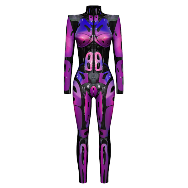 Halloween-asu Naisten Luuranko Cosplay Catsuit Hyppyasu purple M