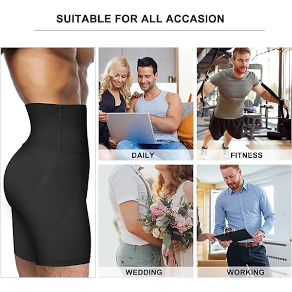 Män Shapewear Shorts med Magkontroll Hög Midja Slankare Kroppsshaper black M