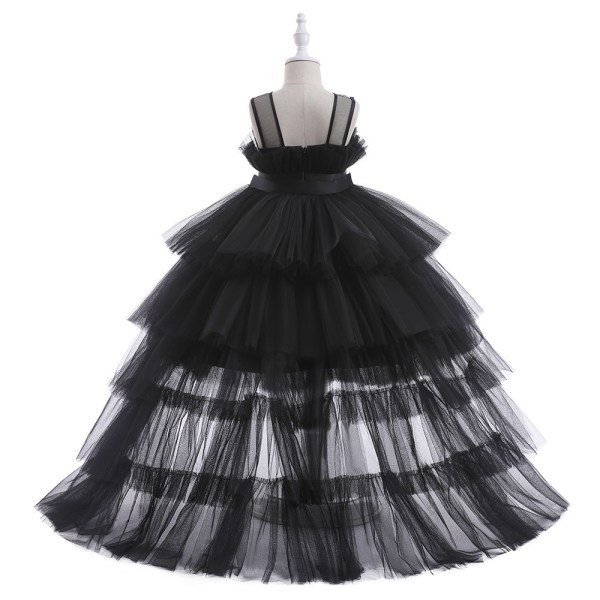 Spetsklänning med volanger för babyflickor, festklänning för bal Black 110cm