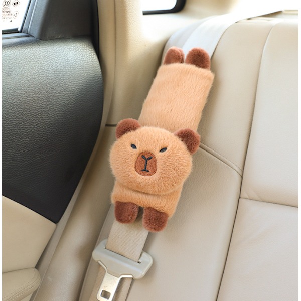 Bilstol nackkudde Capybara plysch axelskydd söt bildekoration 1 seat belt cover