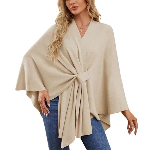 Elegant Kåpe Topp for Kvinner i Én Farge og Mykt Stoff beige