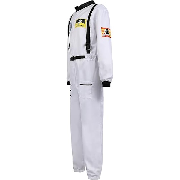 Herkostym för vuxna män, astronaut, rymdfarare, pilot, jumpsuit, festklädsel white 170