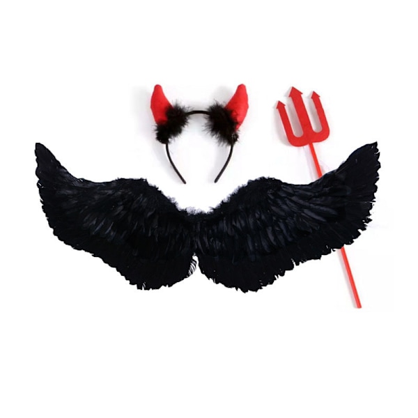 3 stk. Djævel-Engle Kostume Kit, Halloween Demon Vinger Party Cosplay Klæd-Ud Tilbehør Devil Set