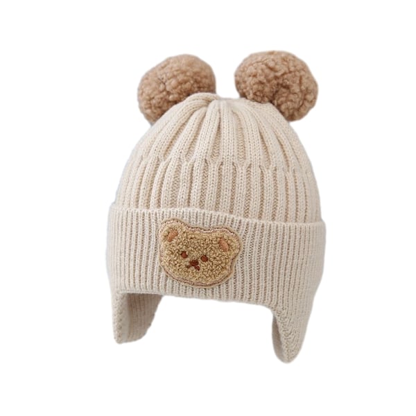 Baby Beanie Lue, Spedbarn Småbarn Vinter Varmt Strikket Lue beige