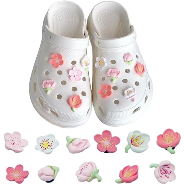 Crocs Charms-Coquette Bows Flower Pink Croc Charms Set, Dekoration för blomsterskor