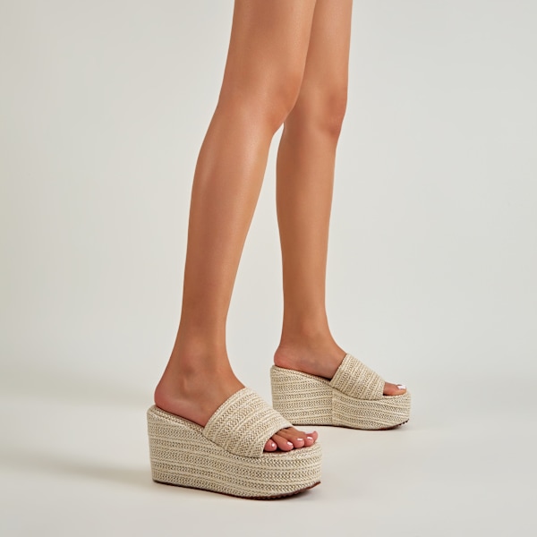 Platform Espadrille Sandaler med Slip-On apricot 43