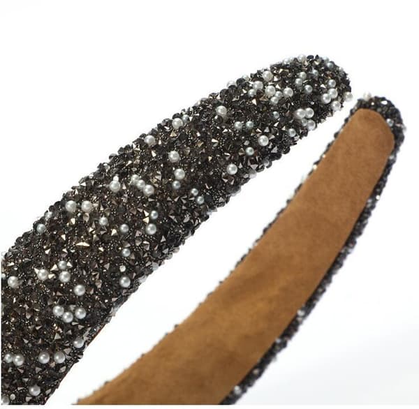 Glitter Rhinestone Pandebånd, Bredt Hårbånd grey
