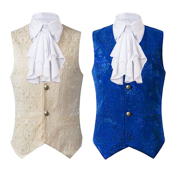 Paisleyvästar för män Viktoriansk Steampunk Gotisk Kostymväst blue XS