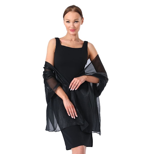 Chiffon Elegant Stole Sjal til Kjole i Forskellige Farver black