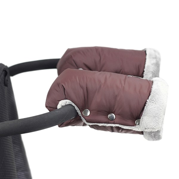 Fleece Barnvagn Hand Muff, Vinter Anti-Freeze Handskar för Baby Brown