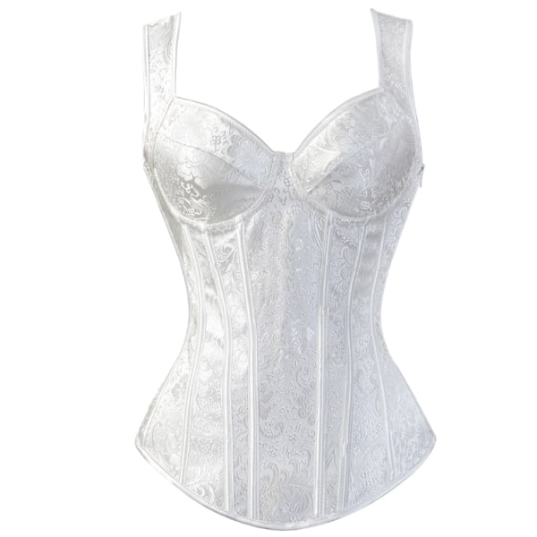 Halter-korsett i jacquardvev, gotisk punk-bustier, formende undertøy White 4XL