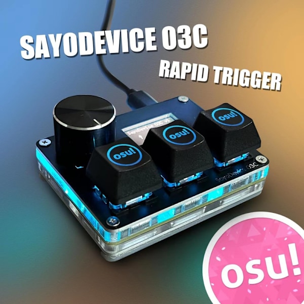 OSU O3C Rapid Trigger Hall Switchar magnetiskt linjärt tangentbord med ratt och skärm Black#2