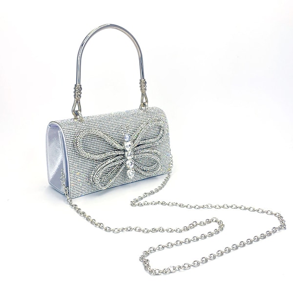 Kvinners Aftenveske Glitter Clutch Penger for Kvinner Aften Bryllup Fest Veske silver