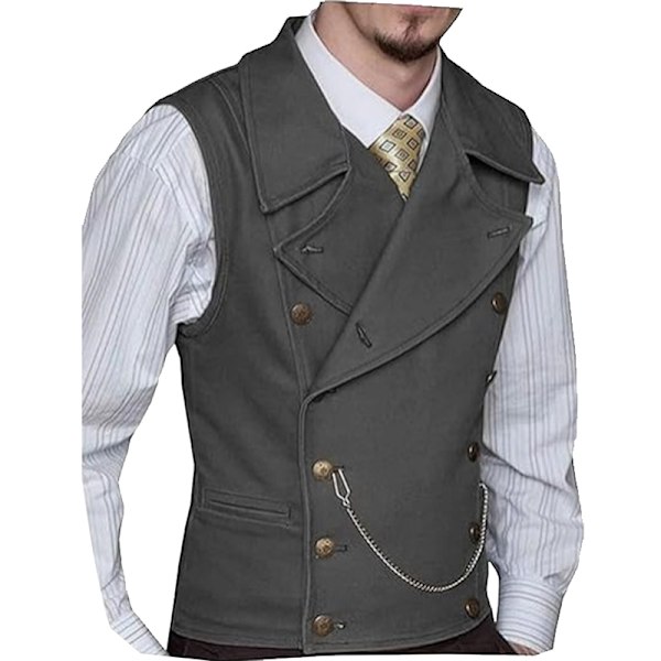 Herrar Kostym Mocka Dubbelknäppt Väst grey 2XL