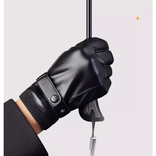 1 Par Full Finger Svarta Ridhandskar Män PU Läderhandske style3