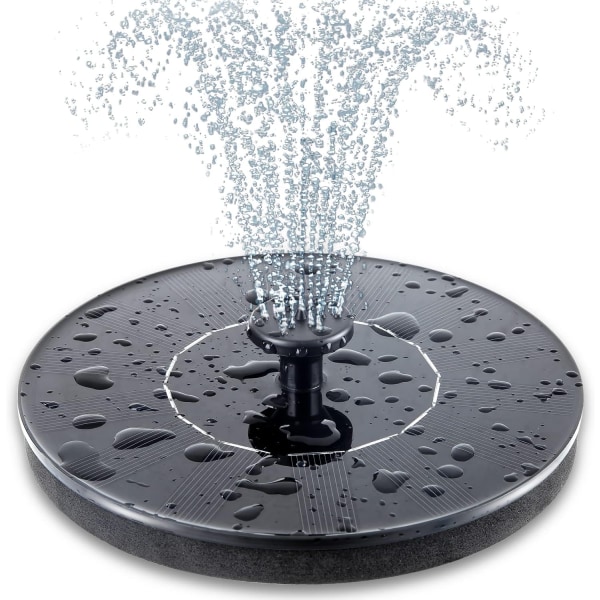 Solcellsdriven fågelbadsfountainpump, solfontän med 6 munstycken, fristående flytande 16cm
