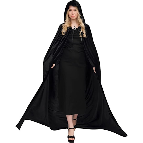 Unisex hettekappe, Halloween-kappe for cosplay black 140cm without hat