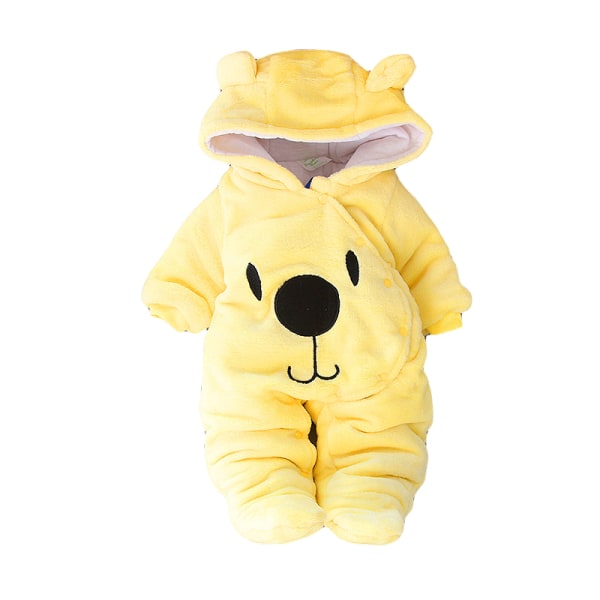 Baby Fleece Snödräkt Bodysuit Huva Romper Yellow 59cm