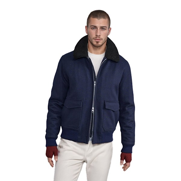 Herrar Zip Up Vintertröja Varm Fleecejacka navy blue M