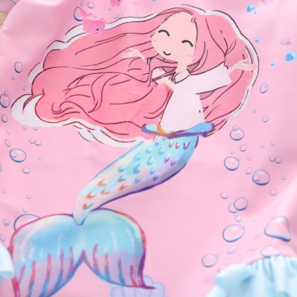 Tyttöjen pitkähihainen merenneito-uimipuku röyhelöillä ja UV-suojalla Color 3 5XL