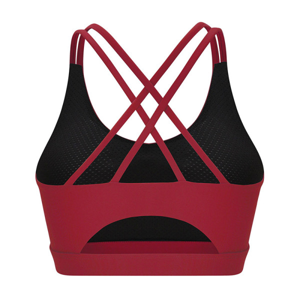 Strappy Sports BH för kvinnor, Sexig Crosscross Back Medium Support Yoga BH Red S