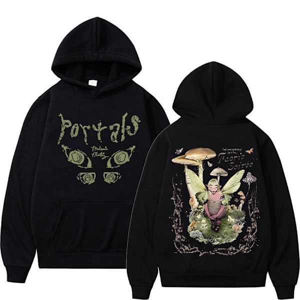 Portals Hoodie med lynlås - Y2K Hip Hop Streetwear black S