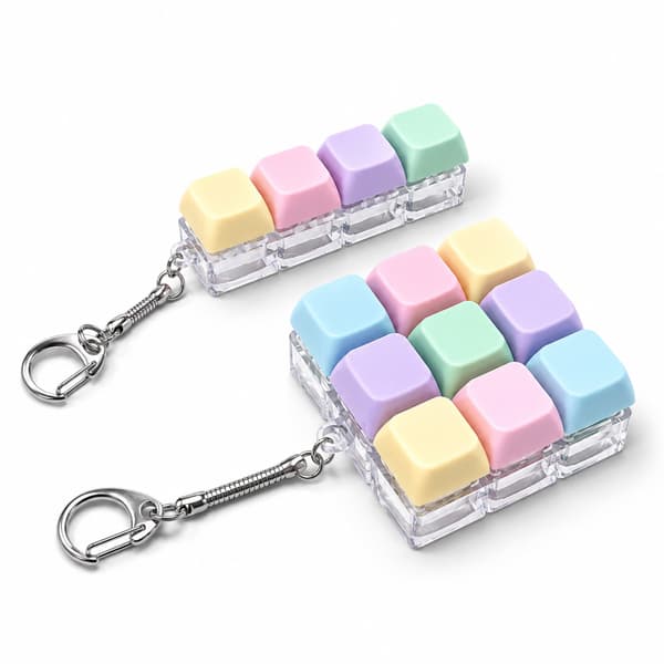 4 9-tast Push Pop Fidget Legetøj – Macaron Farve Stressaflastende Nøglering