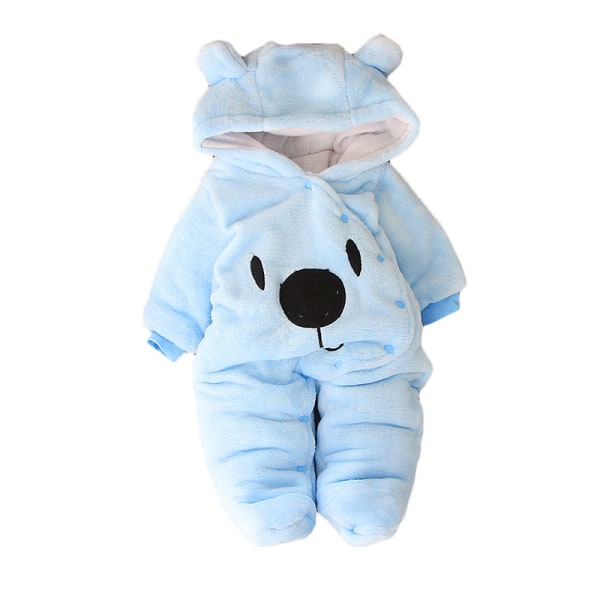 Baby Fleece Snödräkt Bodysuit Huva Romper Blue 59cm