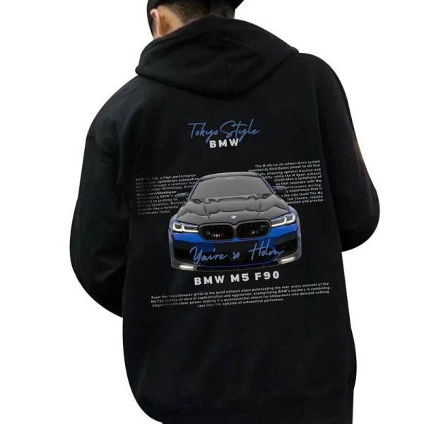 Luvtröja med spårvagnstryck 911 herrar, unisex Oversize Racing Turbo sportbilströja luvtröja Black#3 2XL