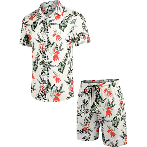 Miesten Havaijilainen Paita ja Shortsit white M