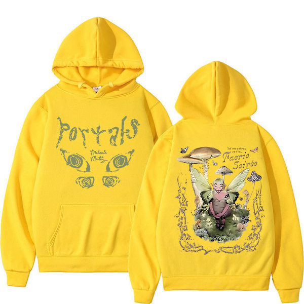 Portals Hoodie med lynlås - Y2K Hip Hop Streetwear yellow M