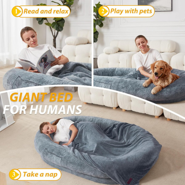 Stor människohundsäng Bean Bag Bed for Humans Giant Beanbag Dog Bed Khaki