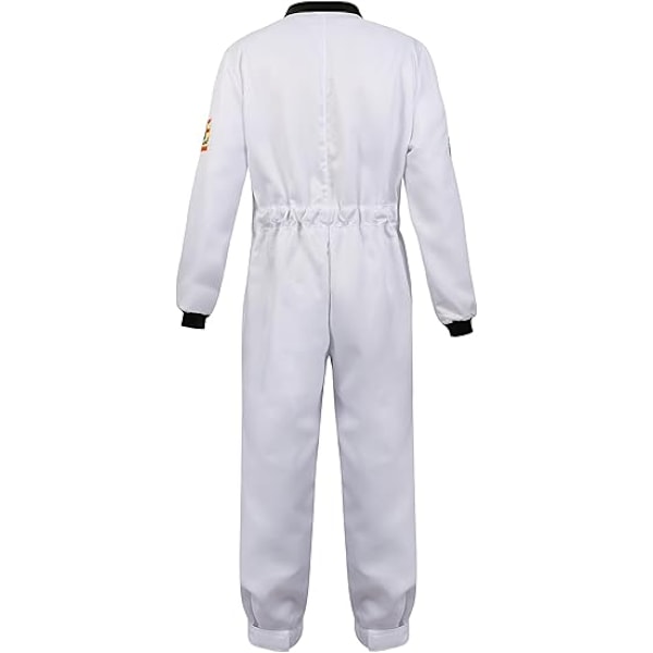 Herkostym för vuxna män, astronaut, rymdfarare, pilot, jumpsuit, festklädsel white 140
