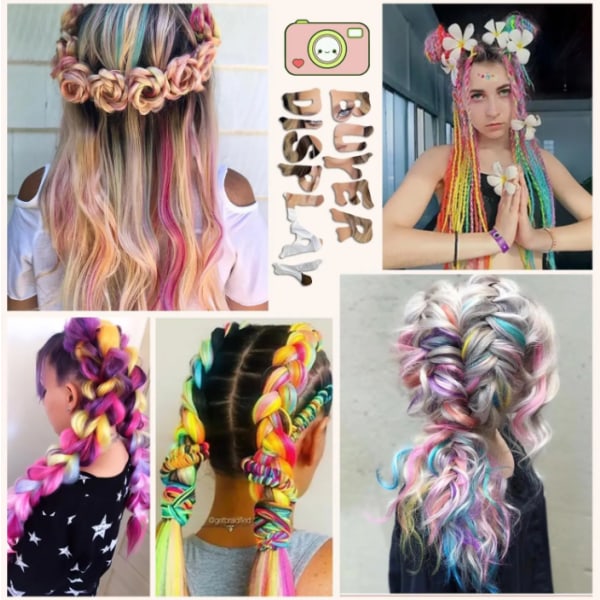 Färgmix Fläthår Extensions Jumbo Hår Regnbågsfärg Flätade Peruker Color 2