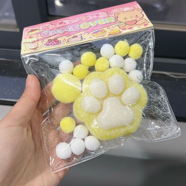 Stressboll, för avkoppling, kattp tass Yellow