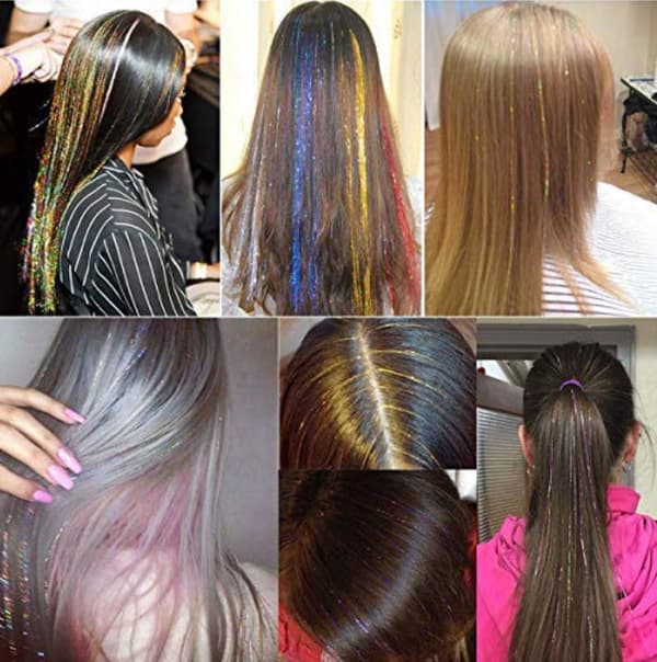 Clip-in Tinsel Hårextensions til Børn, Glitter Hårextensionsklips